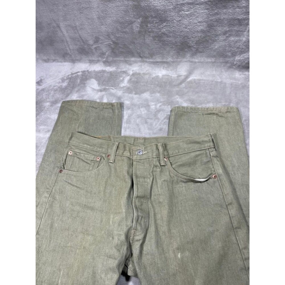 Levi's Straight Jeans Men Size 34x30 Green Button Fly Denim Preppy